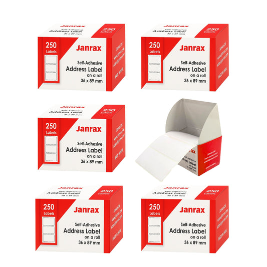 6 Rolls of 250 Self Adhesive Address Labels 36x89mm