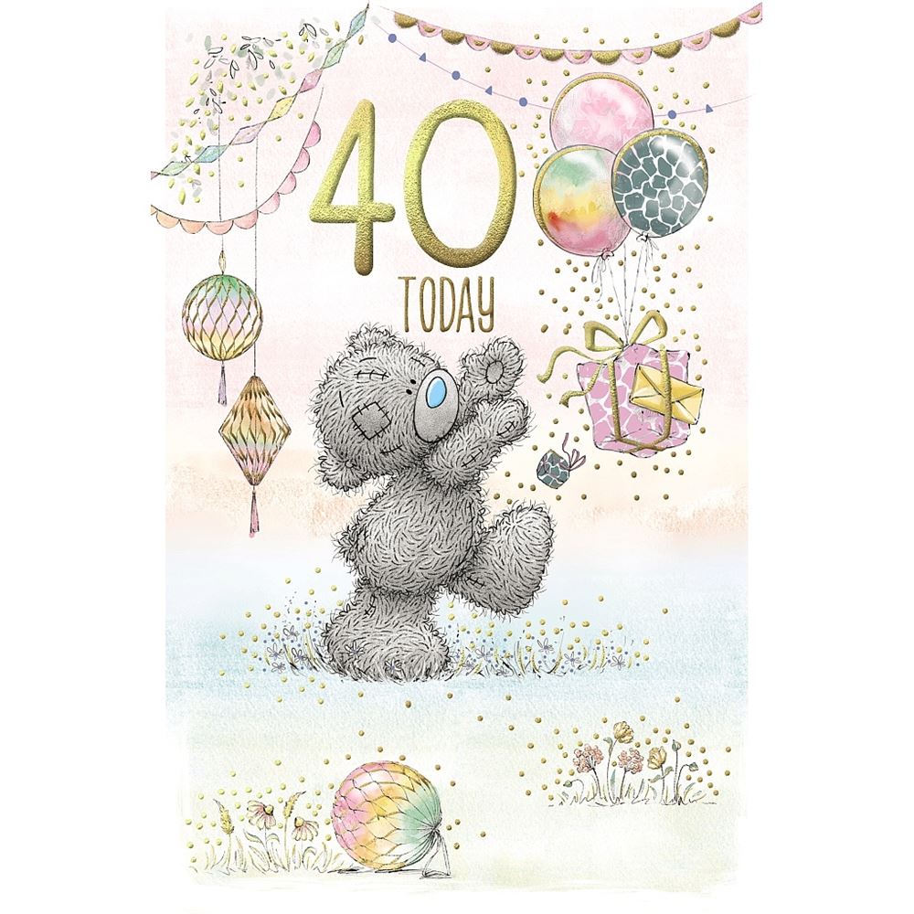Bear Walking Towards Gift 40th Birthday Card