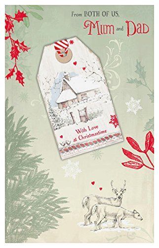 From Both Us Mum And Dad Lovely Verse Handmade Christmas Card 