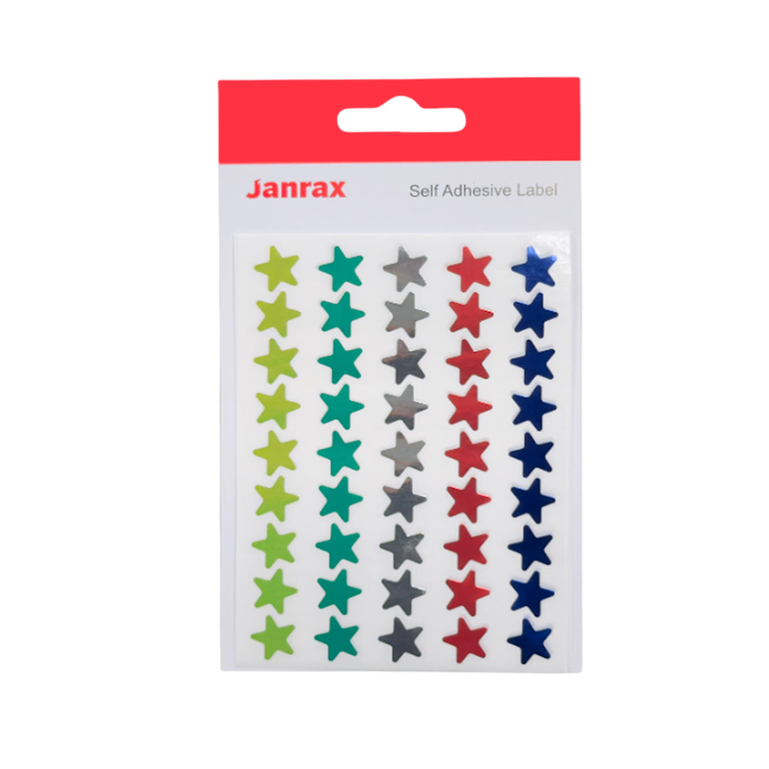 Pack of 90 Assorted Primary Colours 15mm Self-Adhesive Shiny Stars