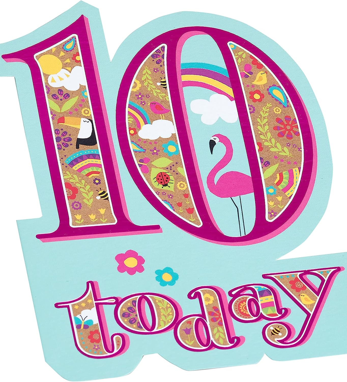 Bright Flamingo Design 10th Birthday Card