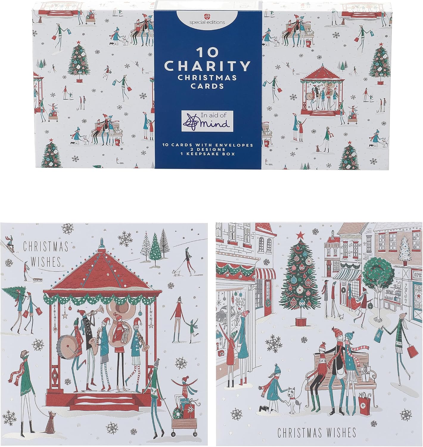 Multipack of 10 Winter Wishes Design Charity Christmas Cards with Envelopes