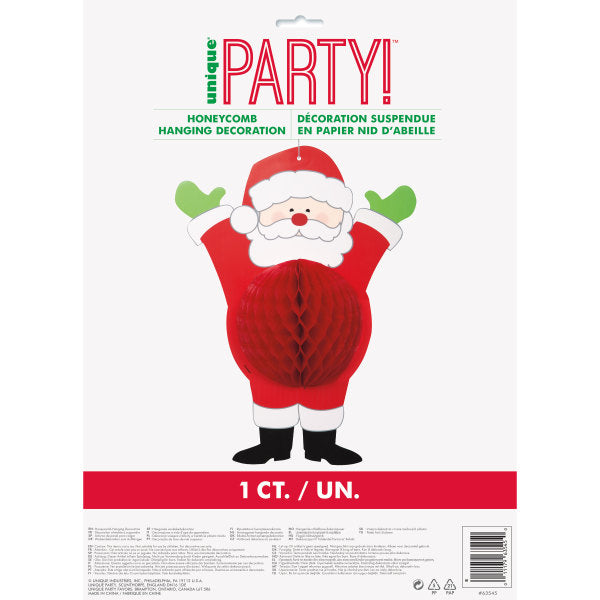 Ho Ho Ho Santa Honeycomb Hanging Decoration, 14"