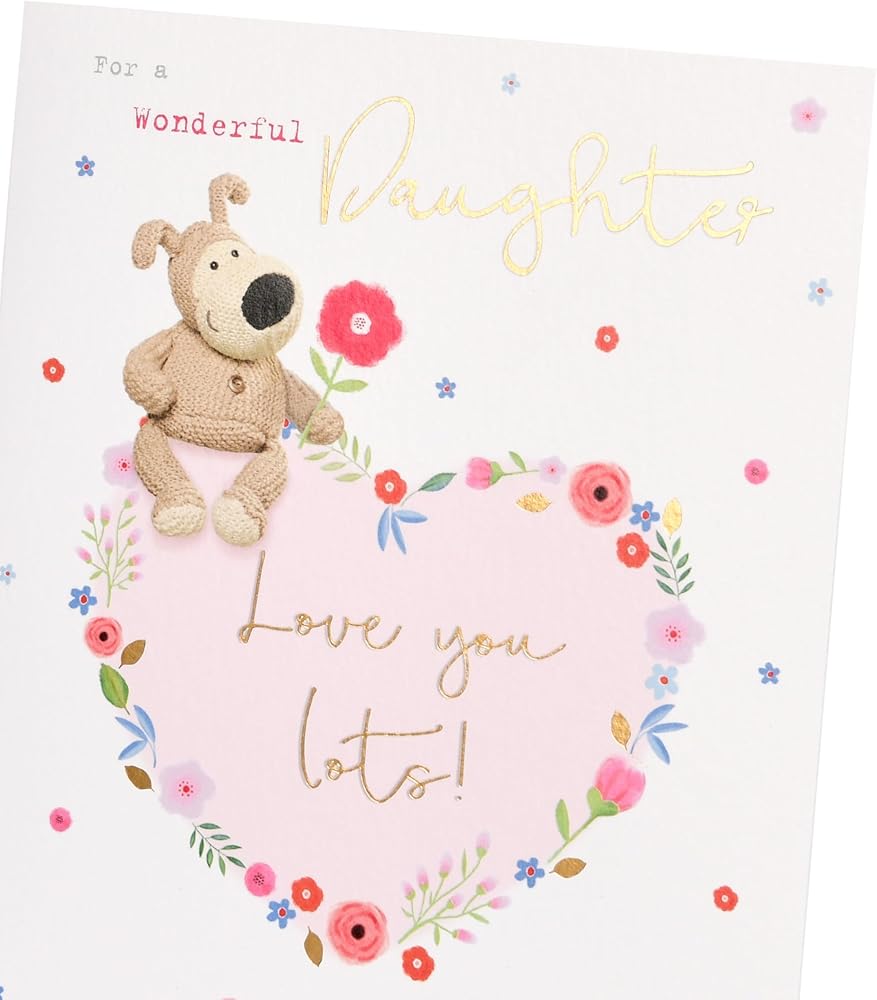 Boofle On A Big Heart of Flowers Daughter Birthday Card