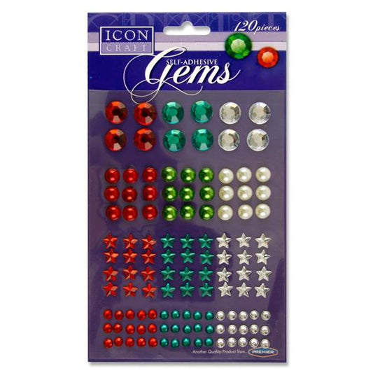 Card of 120 Self Adhesive Gems by Icon Craft