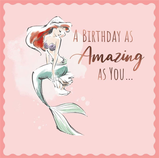 Little Mermaid Watercolour Design Birthday Card