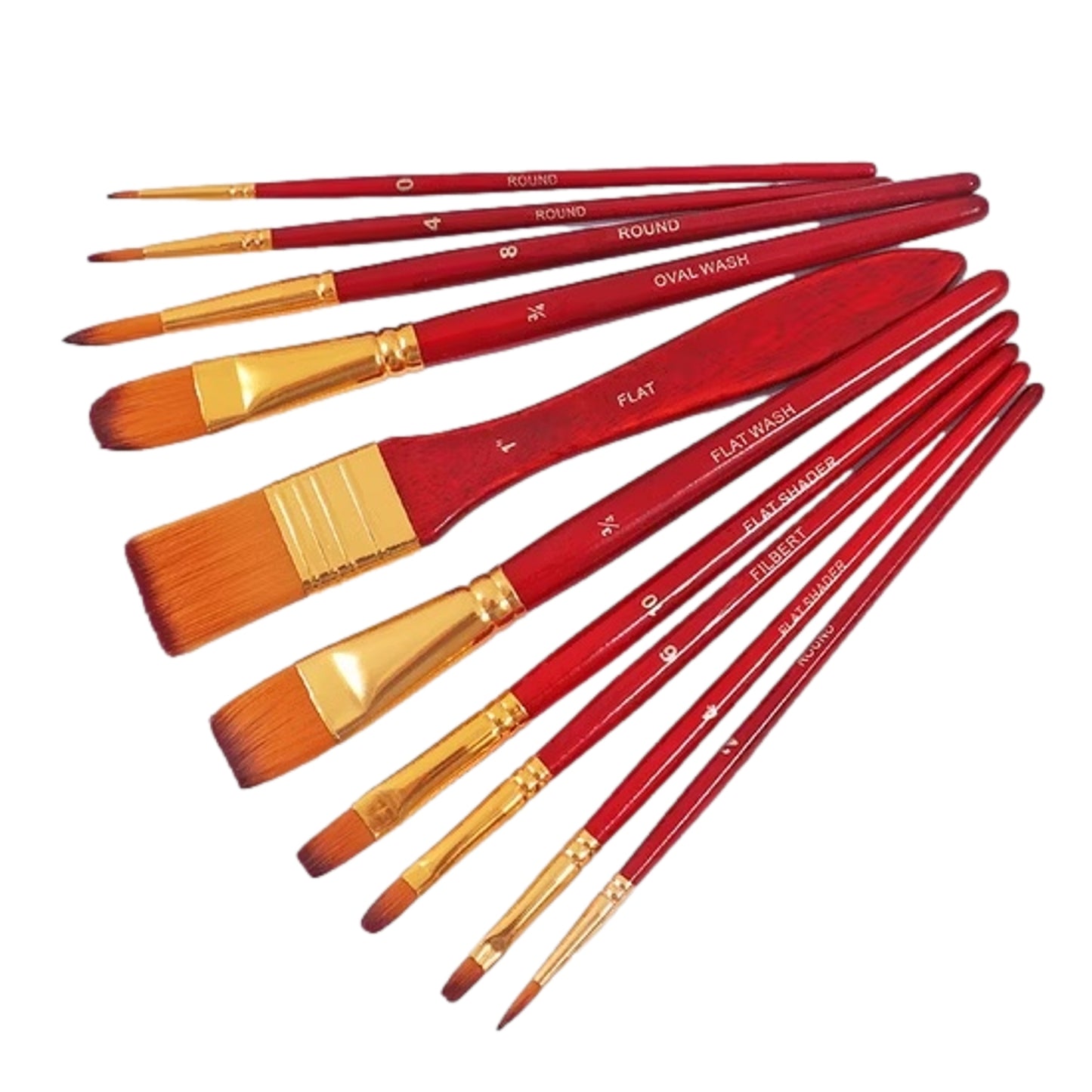 Pack of 11 Pieces Wood Handle Nylon Hair Acrylic Paintbrush Set