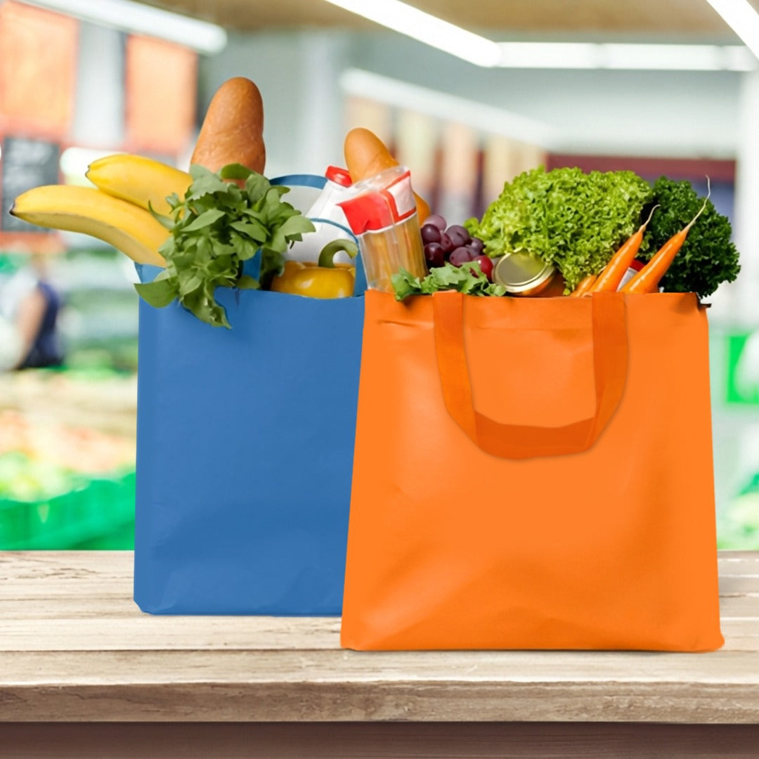 Pack of 100 Orange Coloured 45x35x12cm Non-Woven Bags with Handle