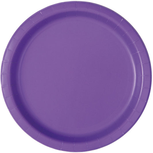 Pack of 16 Neon Purple Solid Round 9" Dinner Plates
