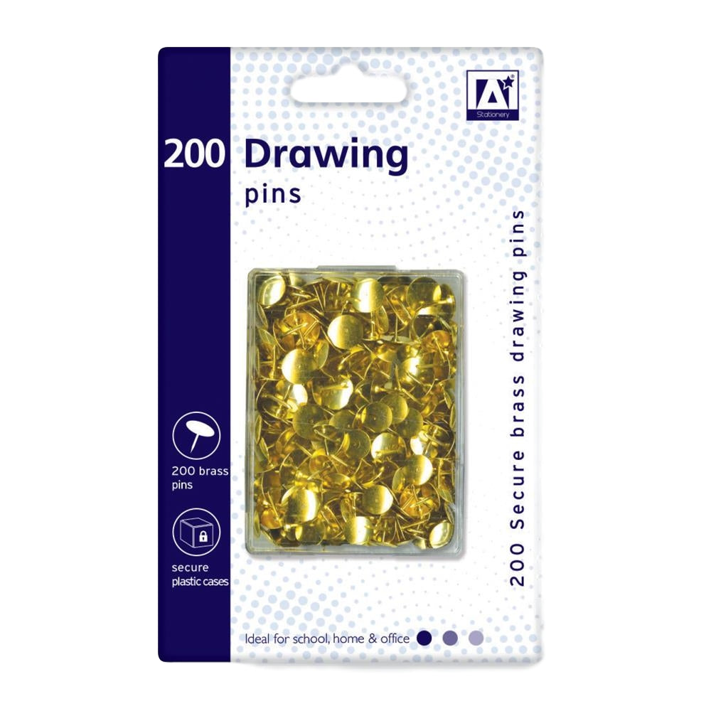 Pack of 200 Brass Drawing Pins In Hardcase– Shop Inc