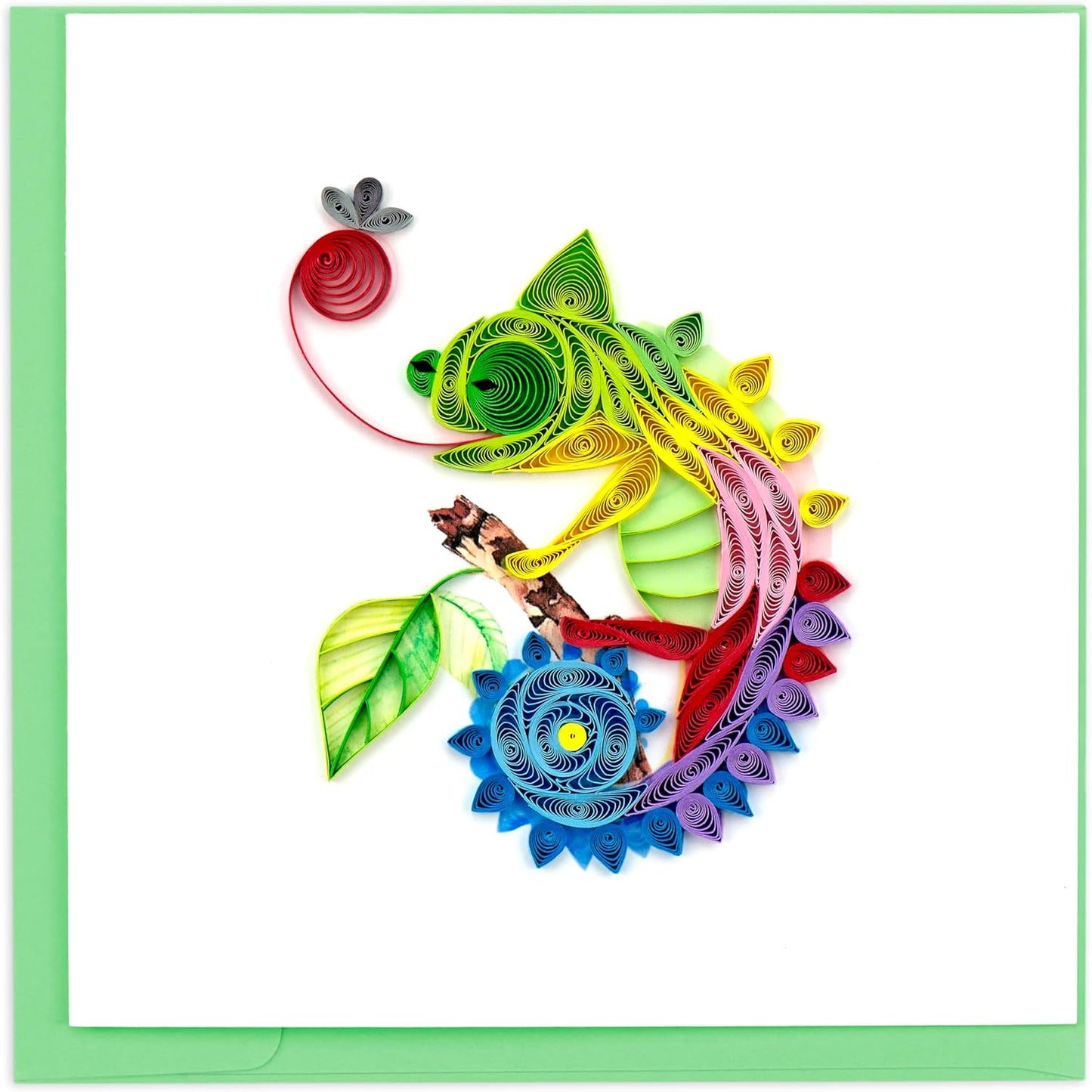 Quilling Colourful Chameleon Colour-Changing Fun! Hand-Finished Card Frameable Art