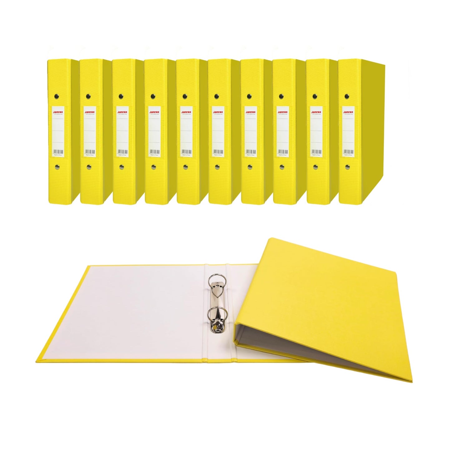Pack of 5 A5 Yellow Paper Over Board Ring Binders by Janrax
