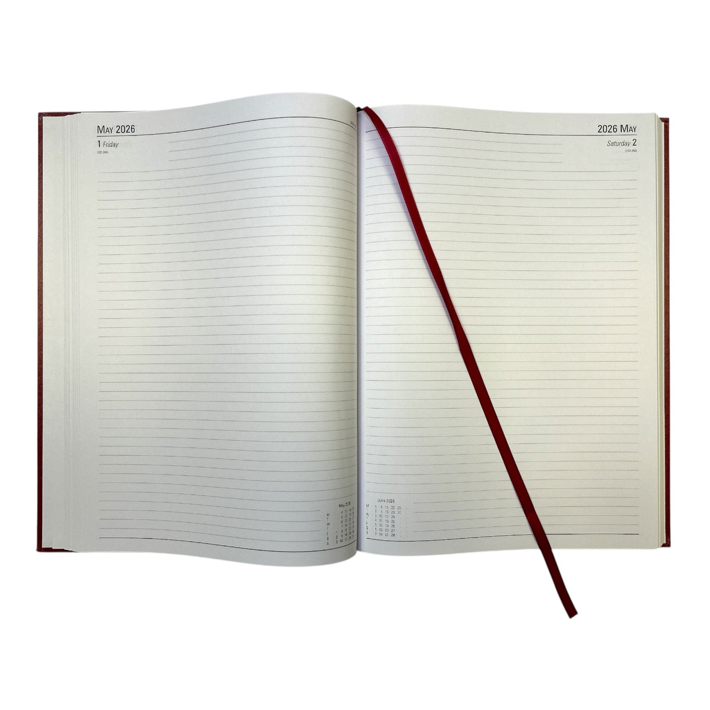 Janrax 2026 A4 Day Per Page Burgundy Desk Diary