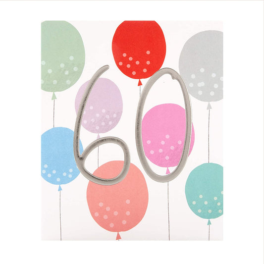 Embossed Silver Foil Number Design 60th Birthday Card