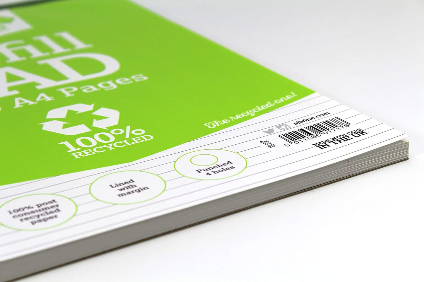 Pack of 6 A4 160 Pages Ruled Feint with Margin Refill Pads