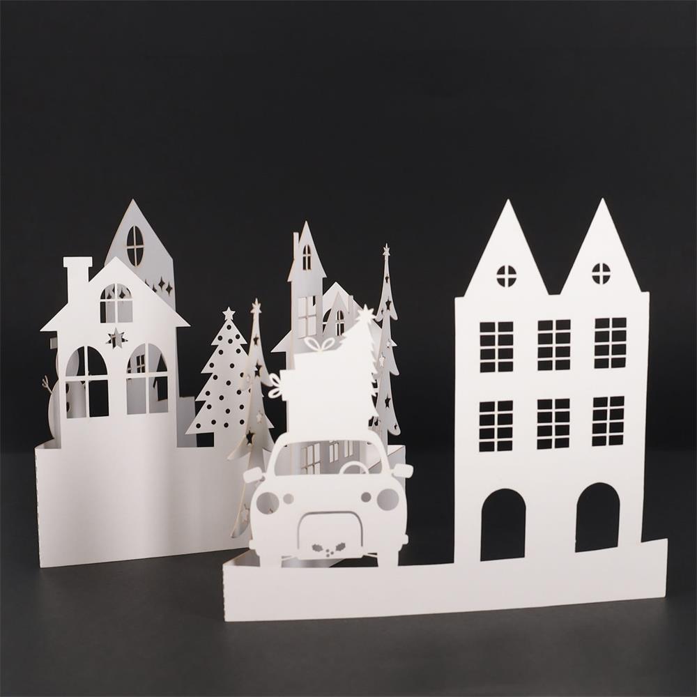 Colour Your Own Laser Cut Christmas Scene Festive Greeting Card by Icon Craft