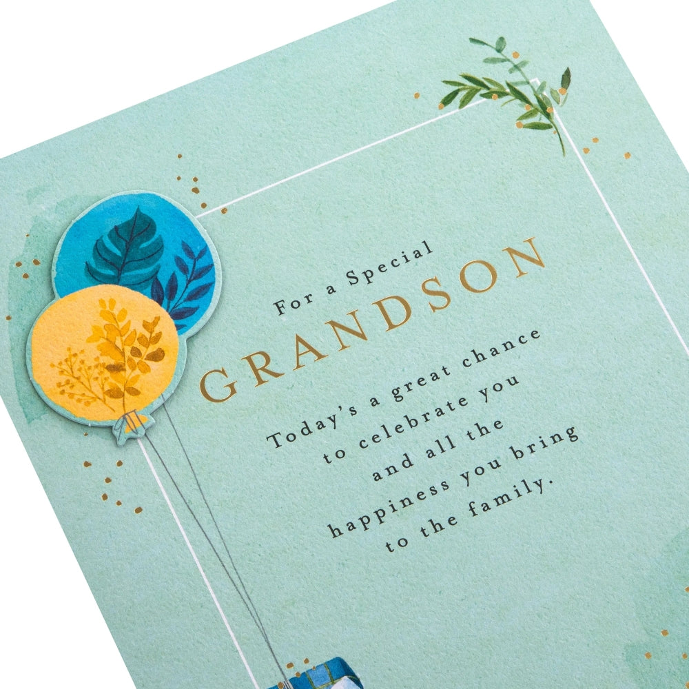 Cake Gifts & Balloons Design Grandson Birthday Card