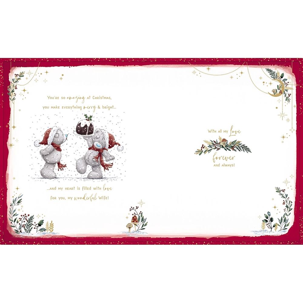 Bears Holding Paws With Sledge Beautiful Wife Luxury Handmade Boxed Christmas Card
