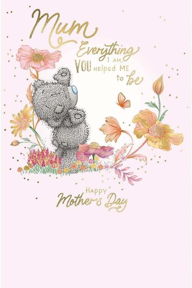 Bear With Flowers And Butterfly To Mum Mother's Day Card