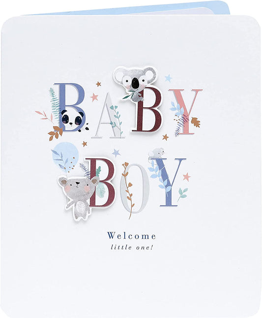Cute Letter Design New Baby Boy Congratulations Card