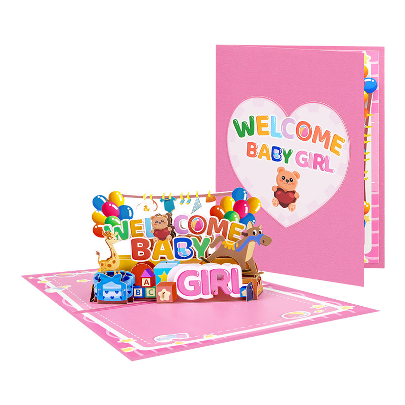 Bundle of Joy Welcome Baby Girl 3D Pop Up Greeting Card