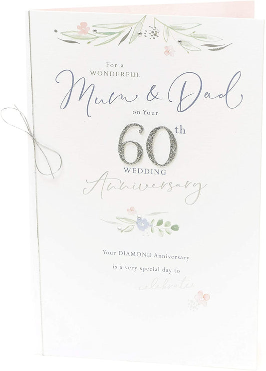 Gibson Mum and Dad On Your 60th Diamond Anniversary Large Exquisite Card
