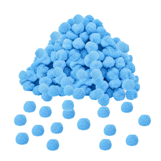 Pack of 500 Light Blue Pom Poms 1.5cm – Soft Fluffy Craft Balls
