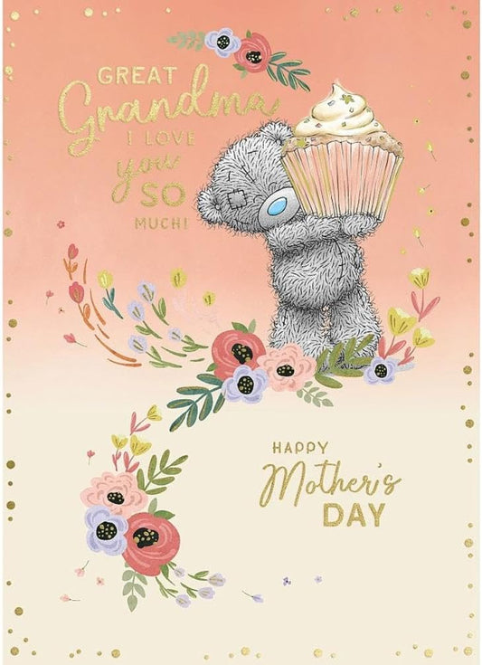 Bear Holding Cup Cake Great Grandma Mother's Day Card