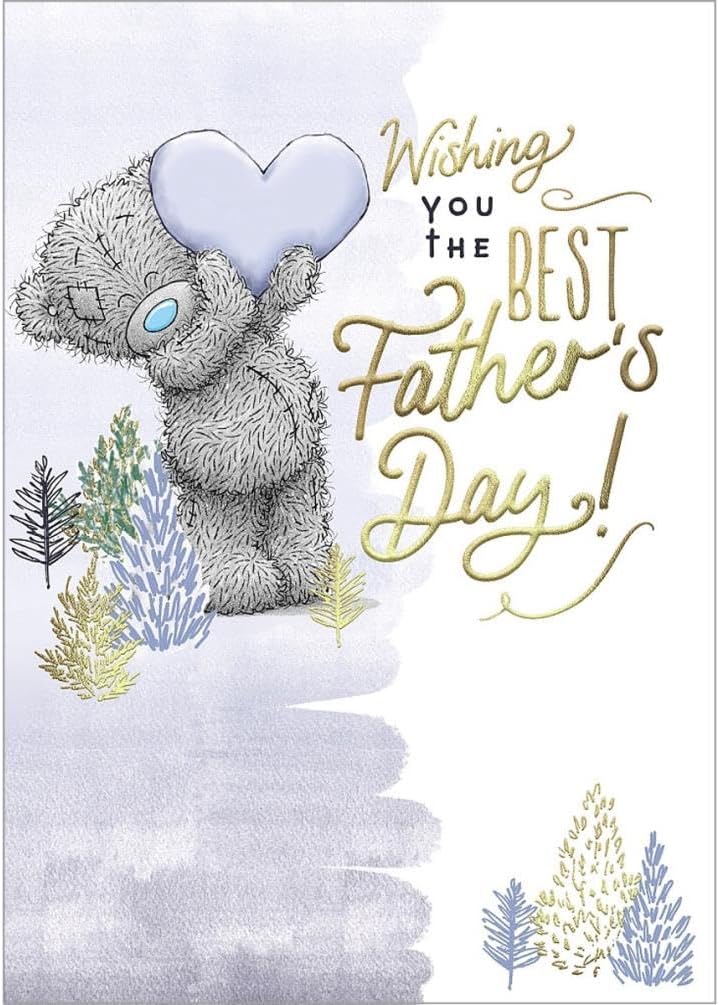 Bear Holding Blue Heart Father's Day Card