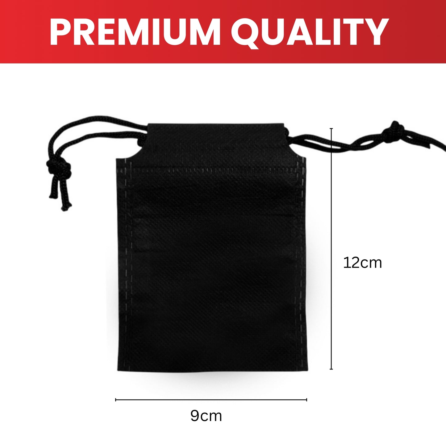 Pack of 50 Dark Green Coloured 12x9cm Non-Woven Drawstring Bags