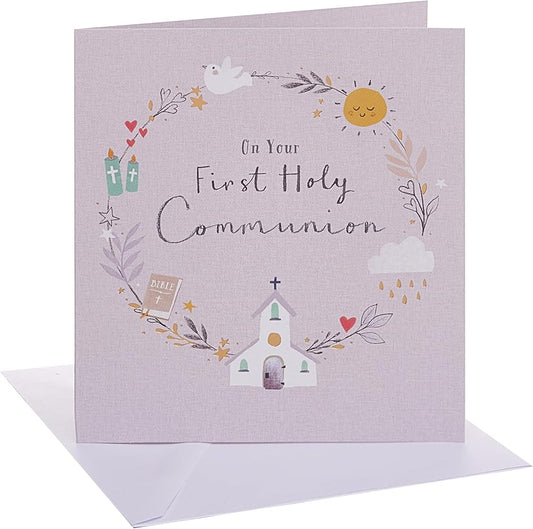 Wreath Design Communion Congratulations Card
