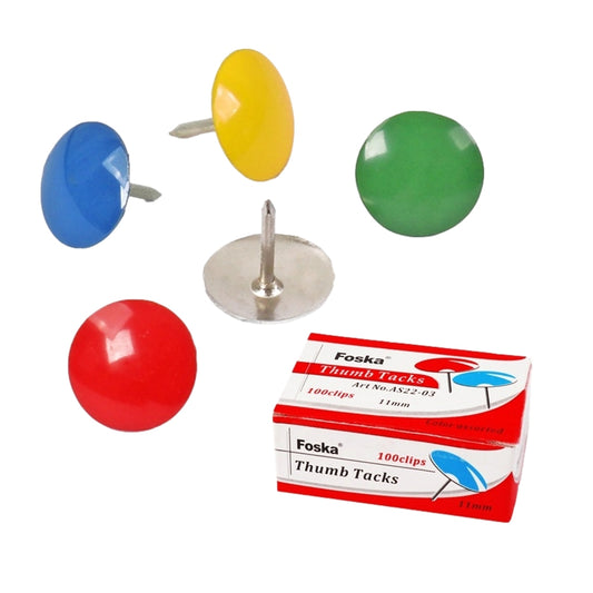 Bulk Pack of 1000 Assorted Colour Thumb Tacks - Push Pins 11mm