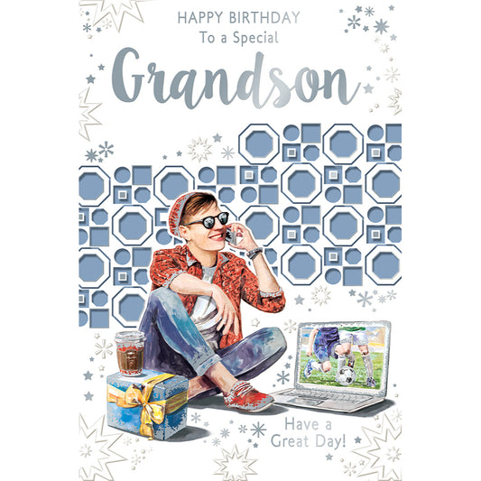 To a Special Grandson Have a Great Day Celebrity Style Birthday Card