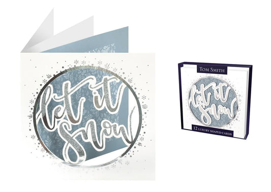 Pack of 12 Luxury Winter Script Design Christmas Cards