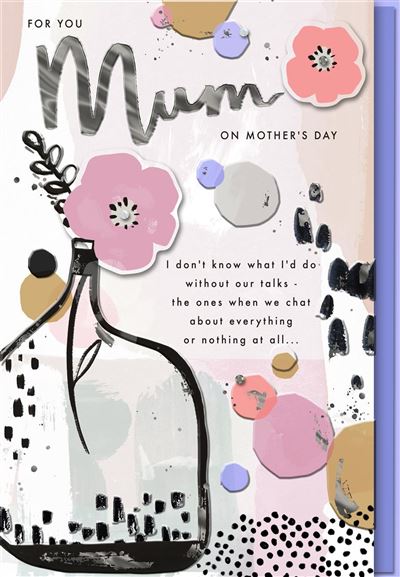 Mum Contemporary 3D Flower and Vase Design Mother's Day Card