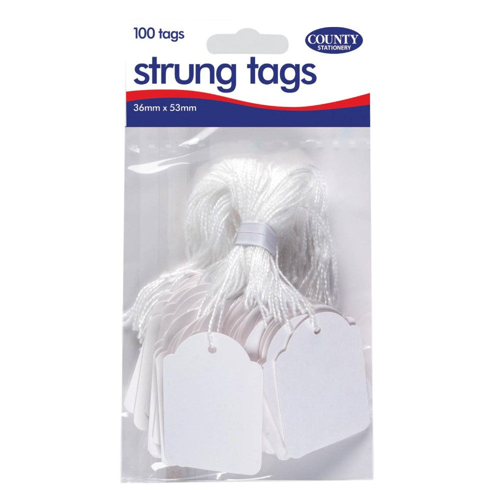 Pack of 100 Strung Tags 36 x 53mm