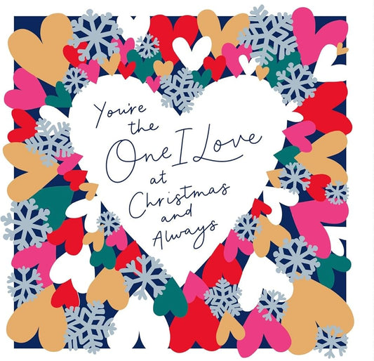 Die Cut Love Hearts One I Love Christmas Card