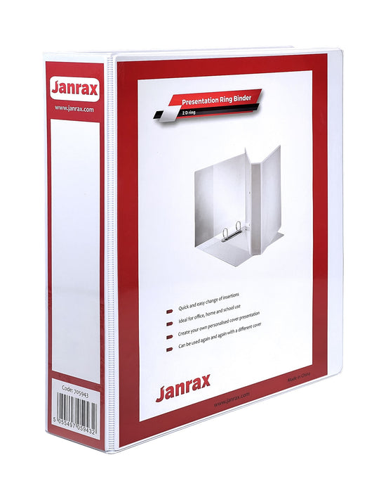 Pack of 6 A4 White 3” (76mm) Presentation 2D Ring Binders with Fully Customisable Covers