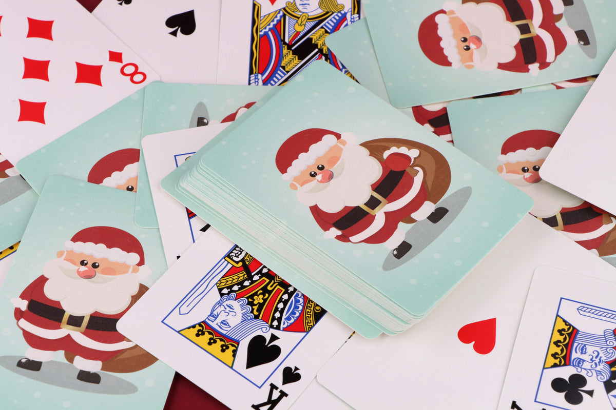 Pack of 12 Plastic Coated Christmas Playing Cards (9cm x 6cm) - Family Game Nights, Parties & Xmas Stocking Fillers