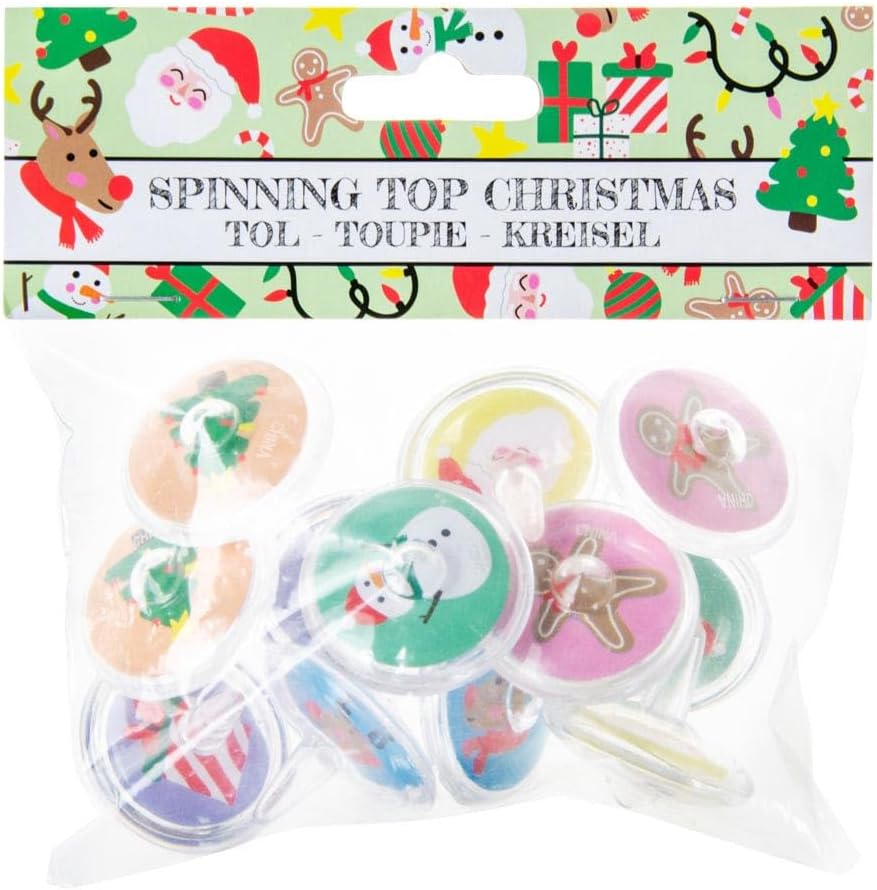 Bag of 12 Christmas Spinning Tops