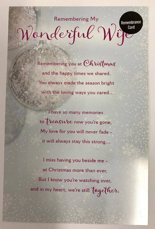 Remembrance Wonderful Wife Special Words Christmas Grave Memorial Card 