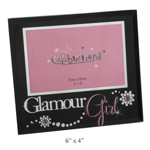 Black Glass Glamour Girl Photo Picture Frame 6x4 New
