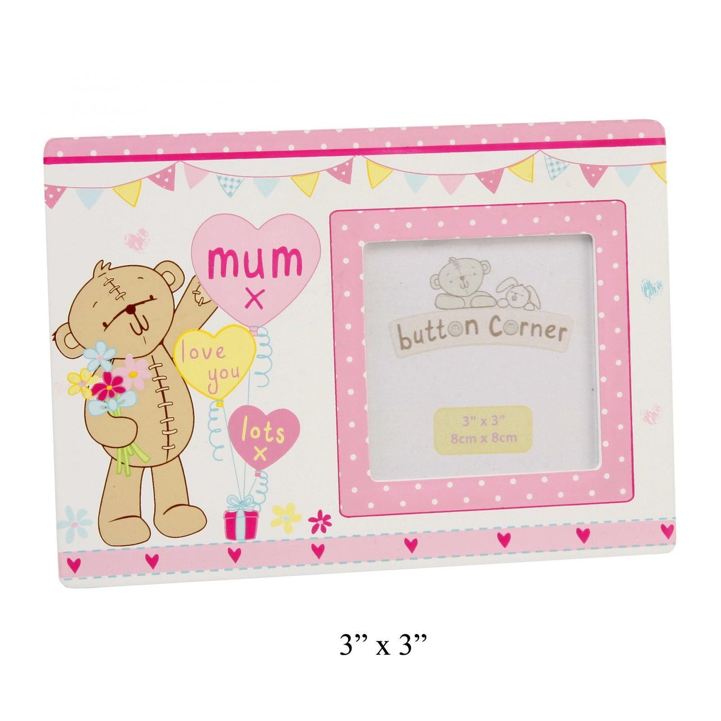 Button Corner MDF Photo Frame 3x3 - Mum Quality Birthday Gift