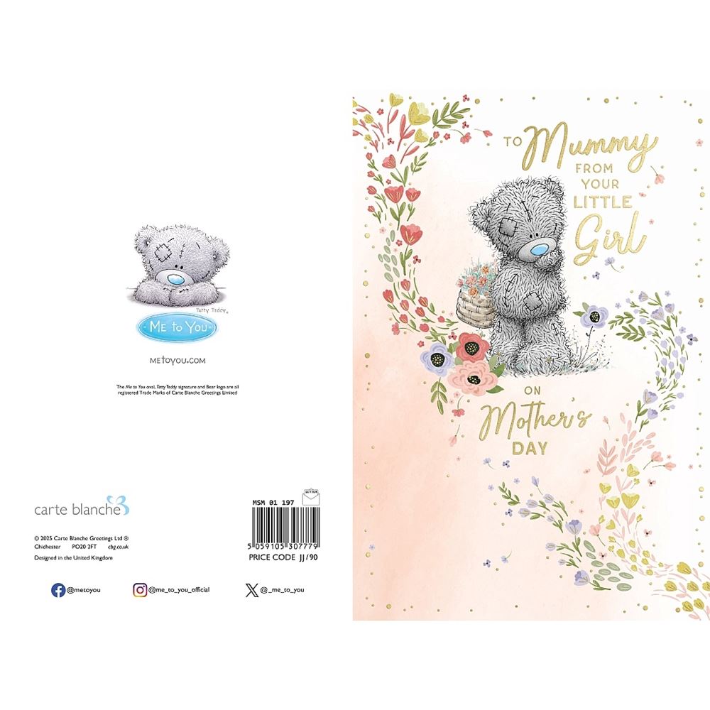 Bear With Flower Basket Mummy From Little Girl Mother's Day Card