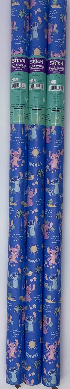 Disney Lilo & Stitch Wrapping Paper 3 x 2 Metre Rolls Perfect for Birthday, Christmas and Christenings