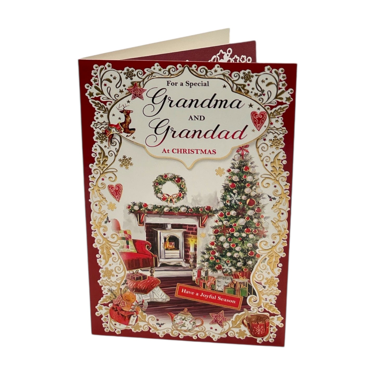 For a Special Grandma and Grandad Joyful Season Wishes Christmas Card