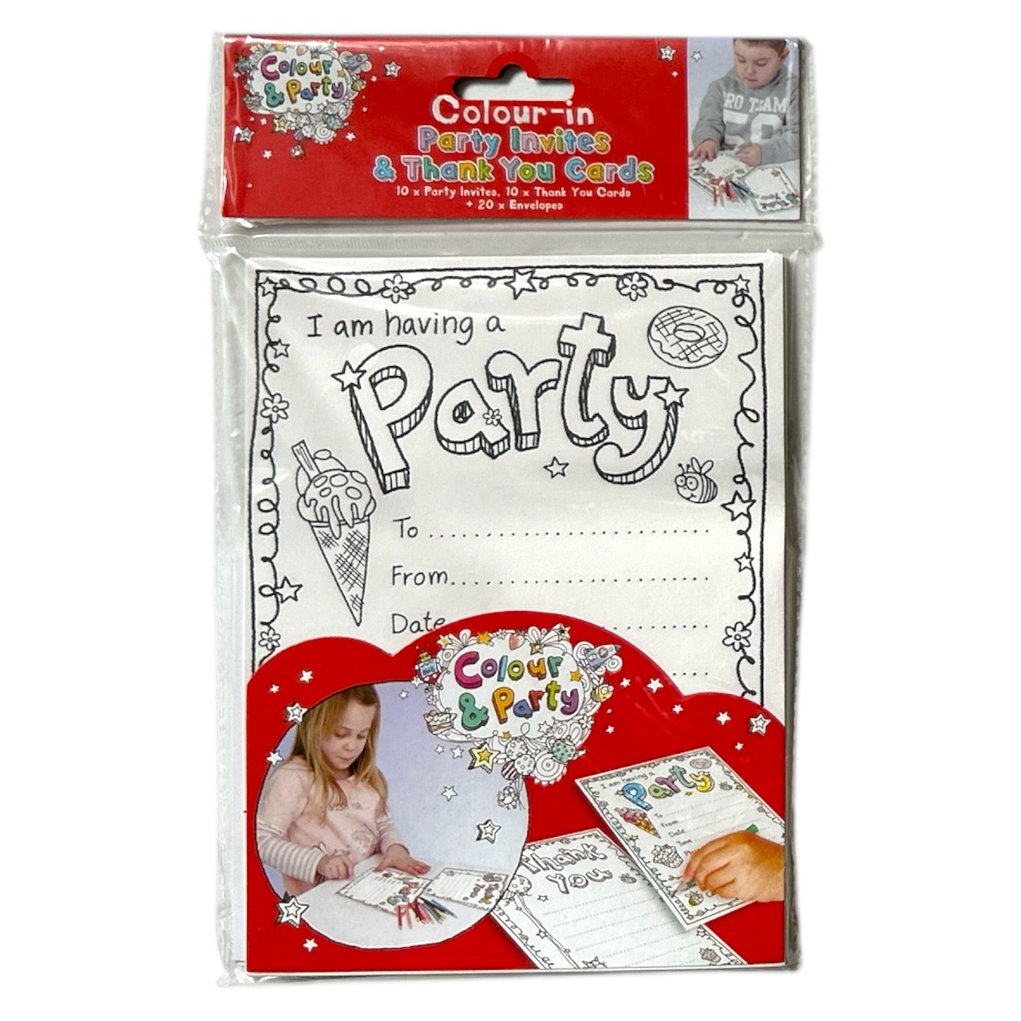 Pack of 10 Colour-in Invite & Thank You Cards