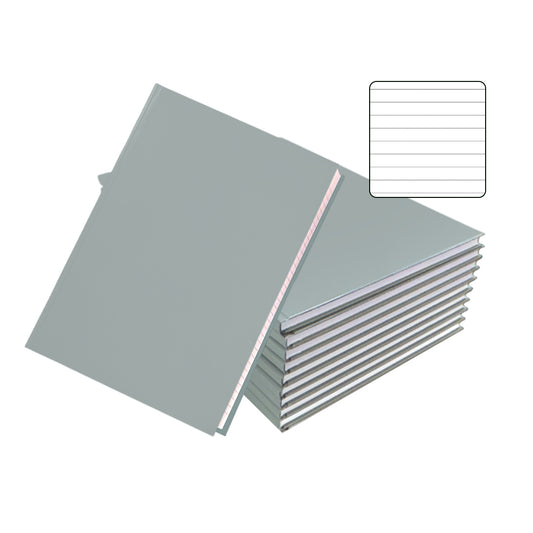 Pack of 10 A4 160 Pages 8mm Ruled Grey Casebound Notebooks
