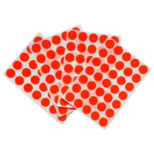 Pack of 140 Fluorescent Red 13mm Round Labels - Stickers