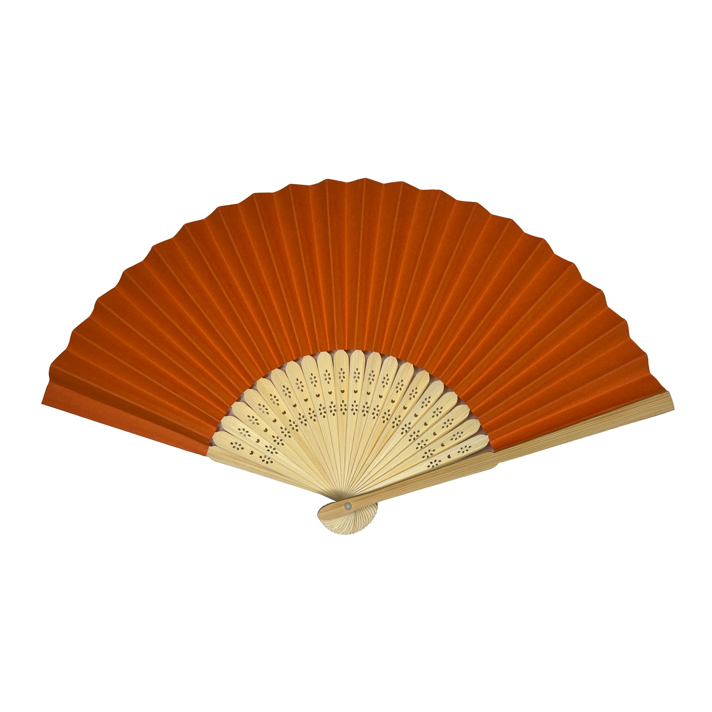 Pack of 10 Orange Paper Foldable Hand Held Bamboo Wooden Fans by Parev